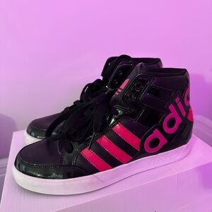 Adidas Black and Pink High-Top Sneakers